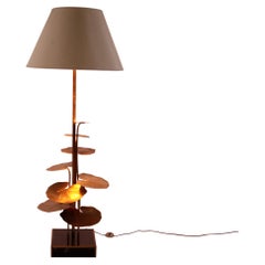 Maison Jansen Floor Lamp of Gilded Brass with Marble Base, 1970 France
