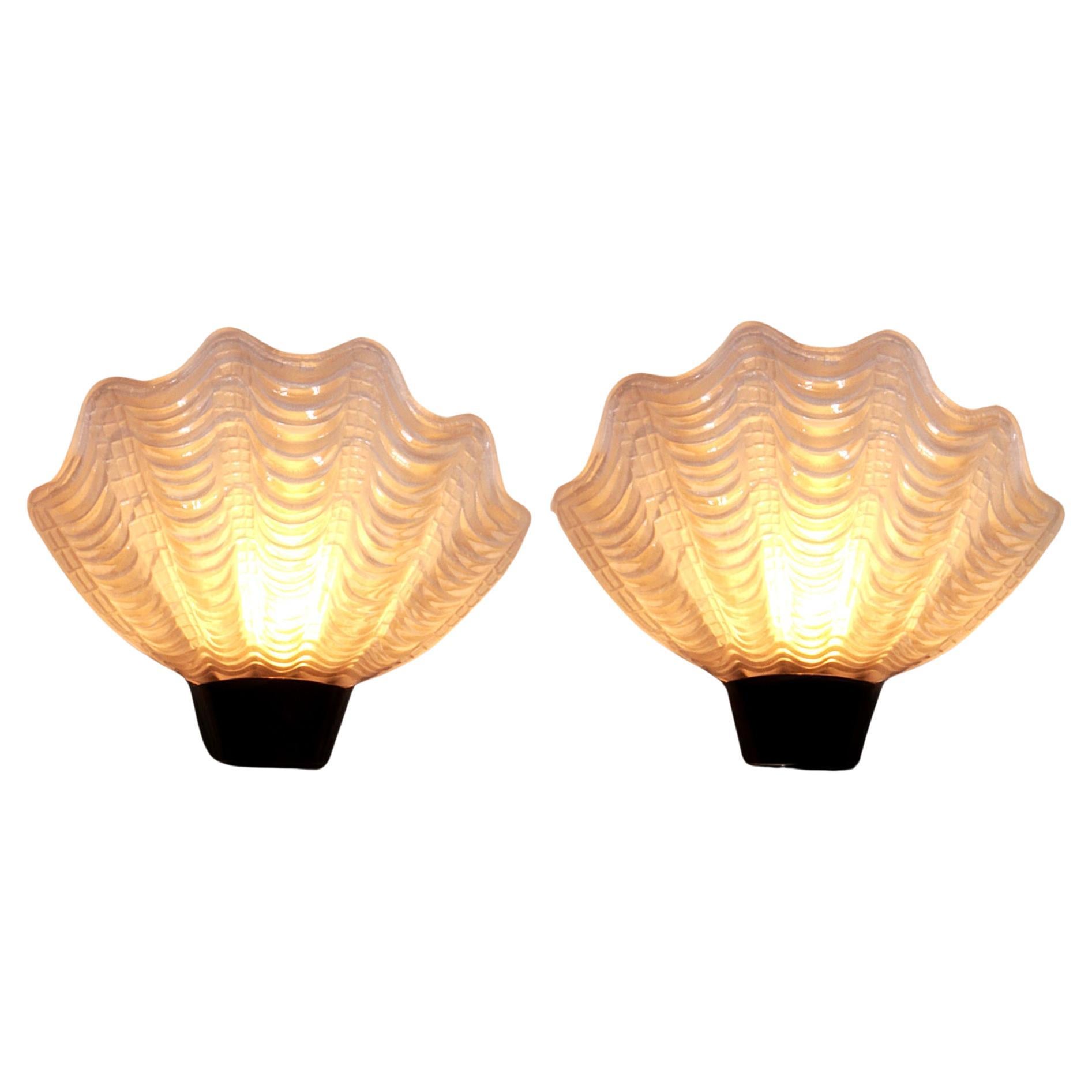 ASEA Wandlampen "Coquille" 1950er Jahre, Schweden, Mitte des Jahrhunderts