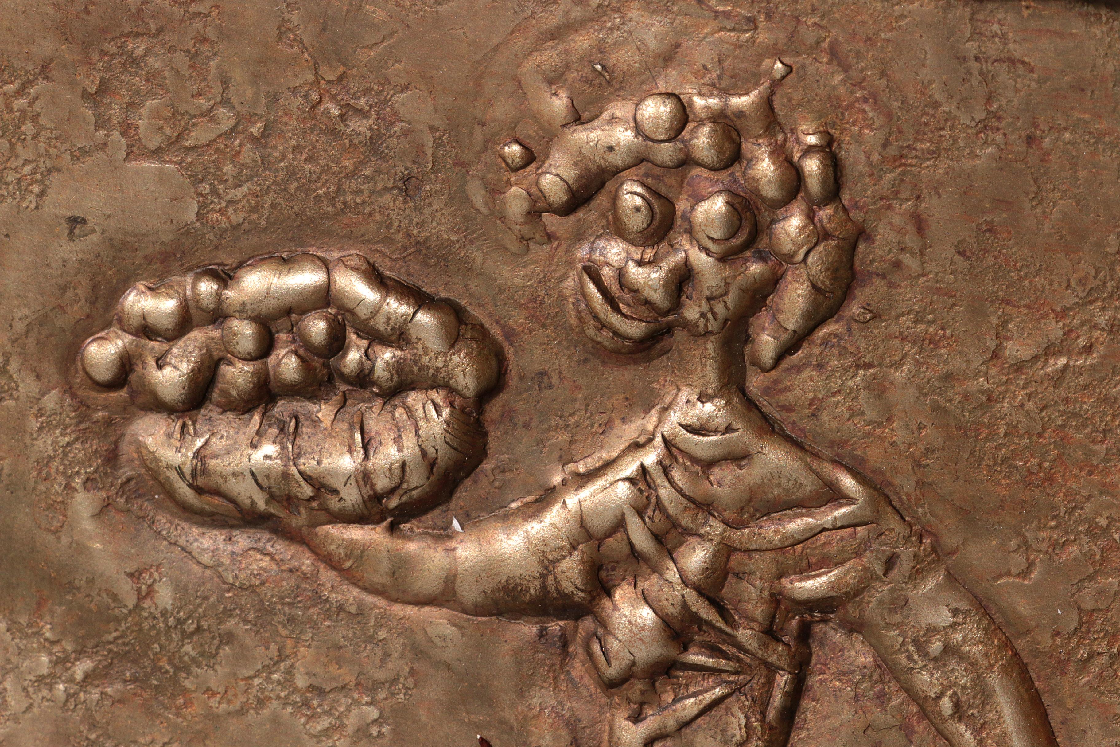Mid-20th Century Sculptural Hammered Copper Mirror Attributed to Angelo Bragalini