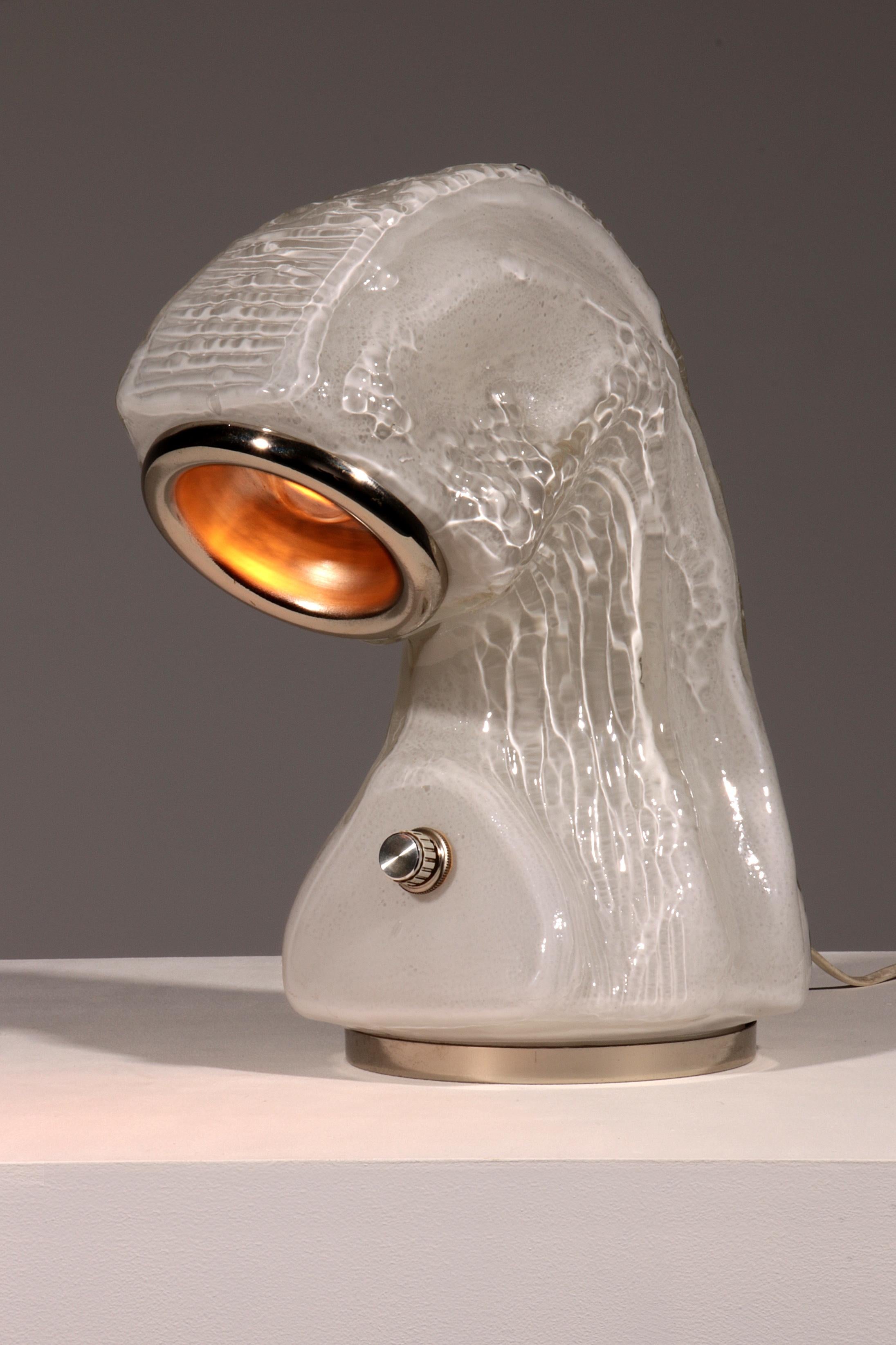 Mid-Century Modern Osso Bark Effect Glass Table Lamp by Carlo Nason for Mazzega 1970 For Sale