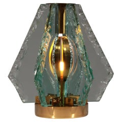 Chiselled Glass Table Lamp in Brass by Gino Paroldo for Dinodei, 1960s