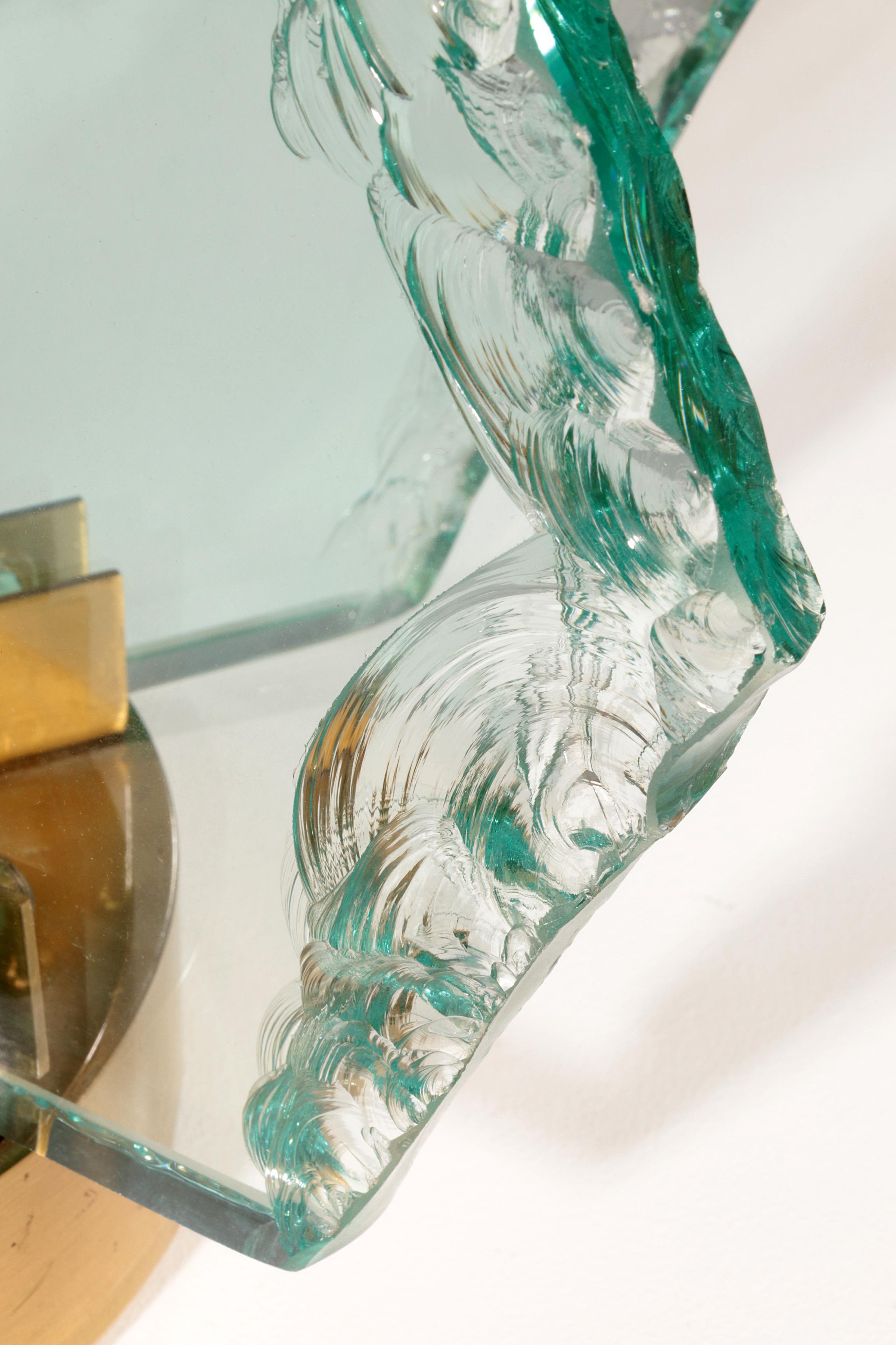 Chiselled Glass Table Lamp in Brass by Gino Paroldo for Dinodei, 1960s For Sale 3