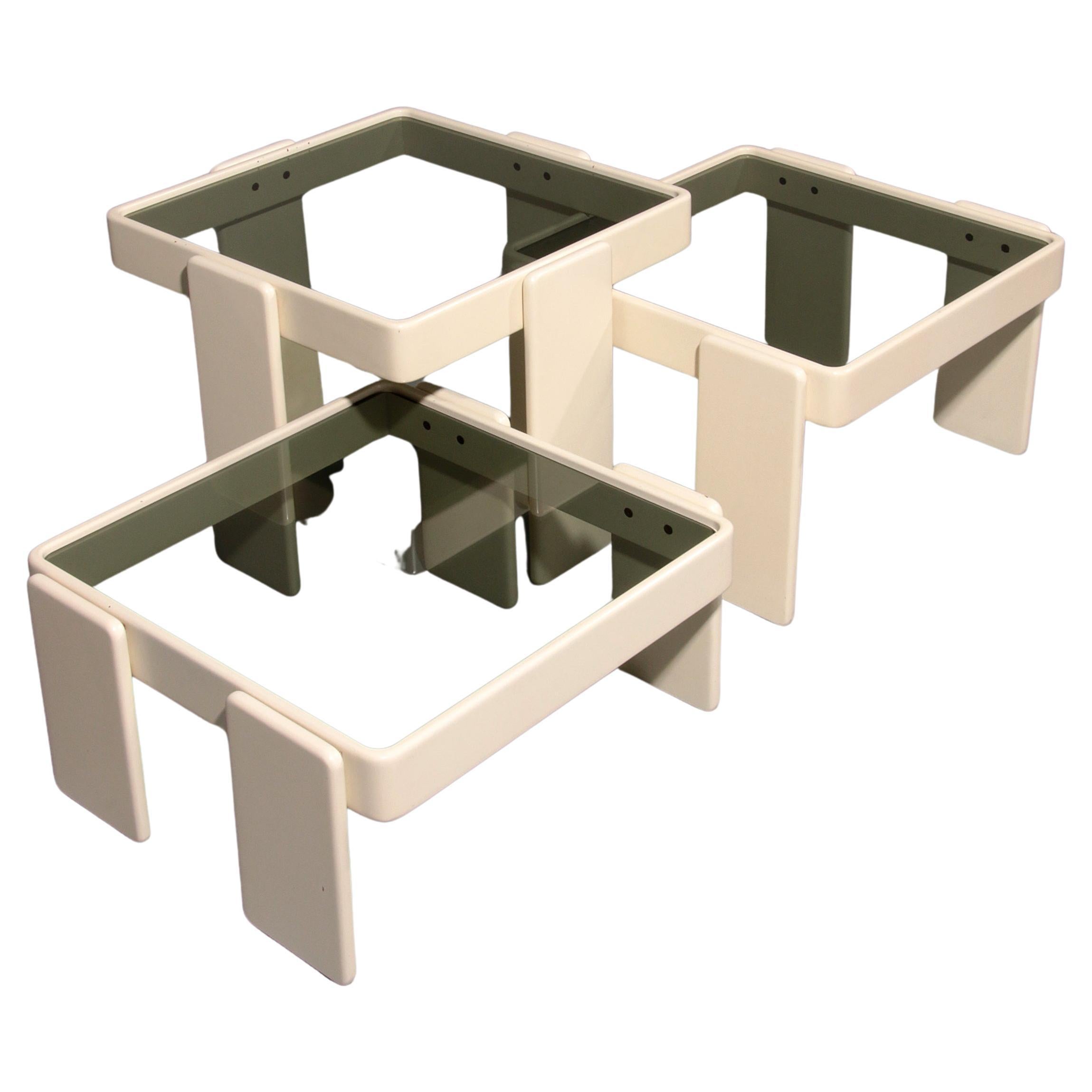 Gianfranco Frattini Stapeltische für Cassina - Original Off-White-Lack