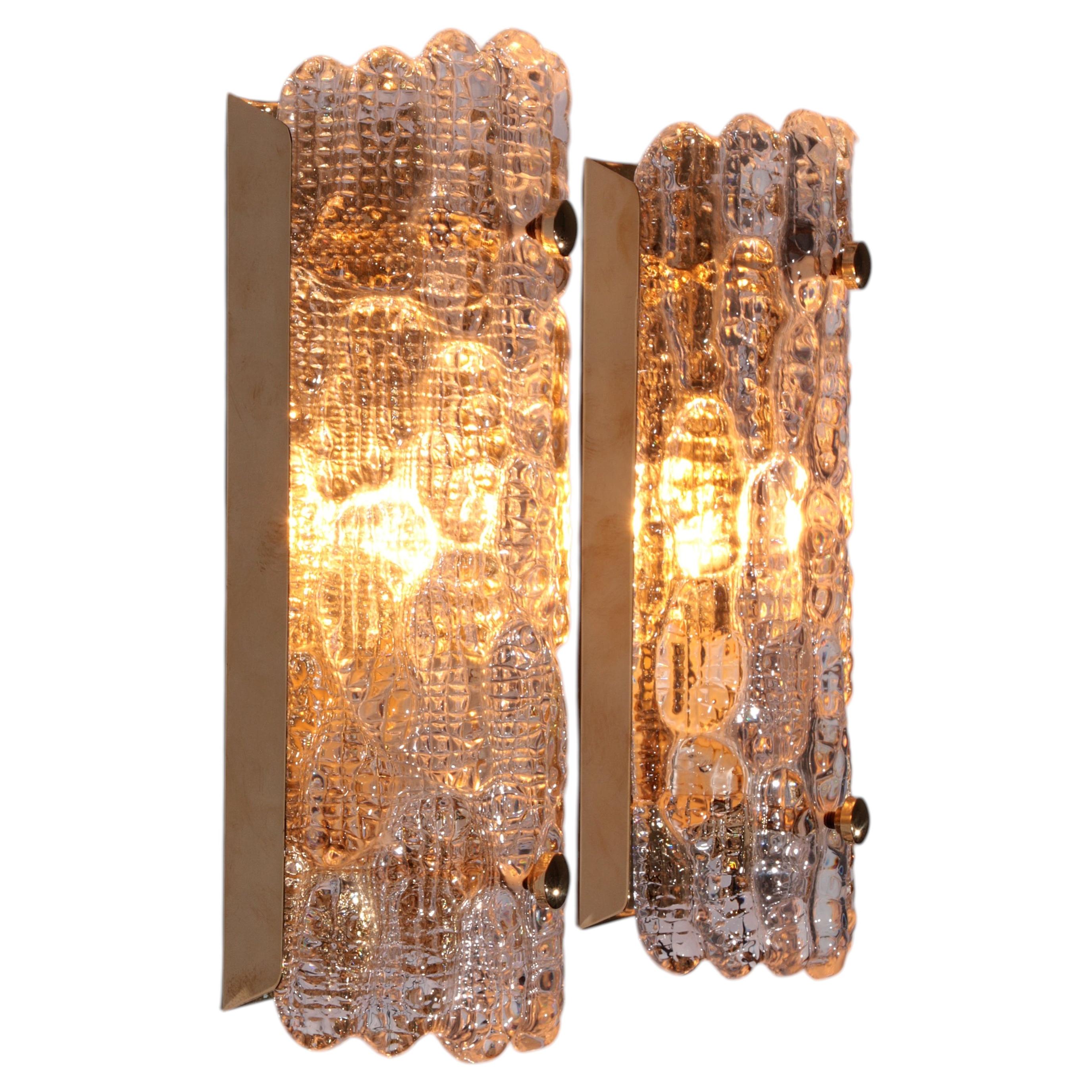 Wall Lamps by Carl Fagerlund, Orrefors glass By Lyfa Denmark model Gefion