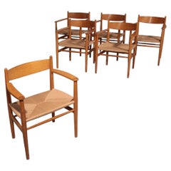 Sillas de comedor de roble y cordón de papel nuevo, diseñadas por Hans J. Wegner para Carl Hansen, modelo CH37