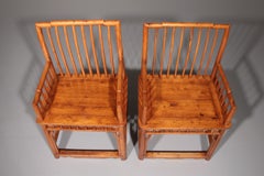 Rare Hongmu Comb-Back Armchairs, Hand-Carved, Late Qing Dynasty, Asia