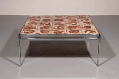 Coffee Table in Chrome-Plated Frame and Ceramic Tiles, Denmark, 1970s