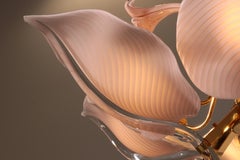 Pink Lily Spectacular Murano Chandelier by Franco Luce 1970