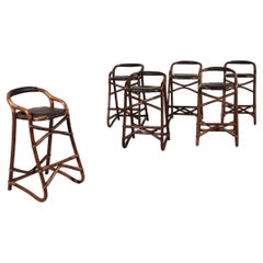 Tabourets de bar en bambou du milieu du siècle, Horsnæs Design, Danemark, 1970