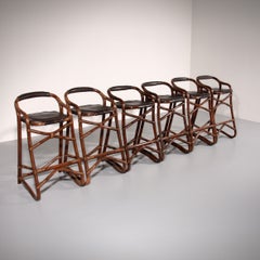 Tabourets de bar en bambou du milieu du siècle, Horsnæs Design, Danemark, 1970
