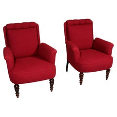 Poltrona vittoriana in tessuto bordeaux, struttura in legno, Svezia, 1950