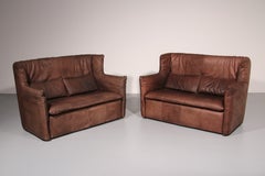 Patiniertes Leders Sofa von Gerard van den Berg für Montis, Niederlande, 1970er Jahre