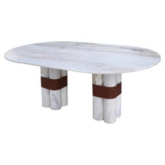 Marble dining table White Oval deco, Designer Sergio Prieto