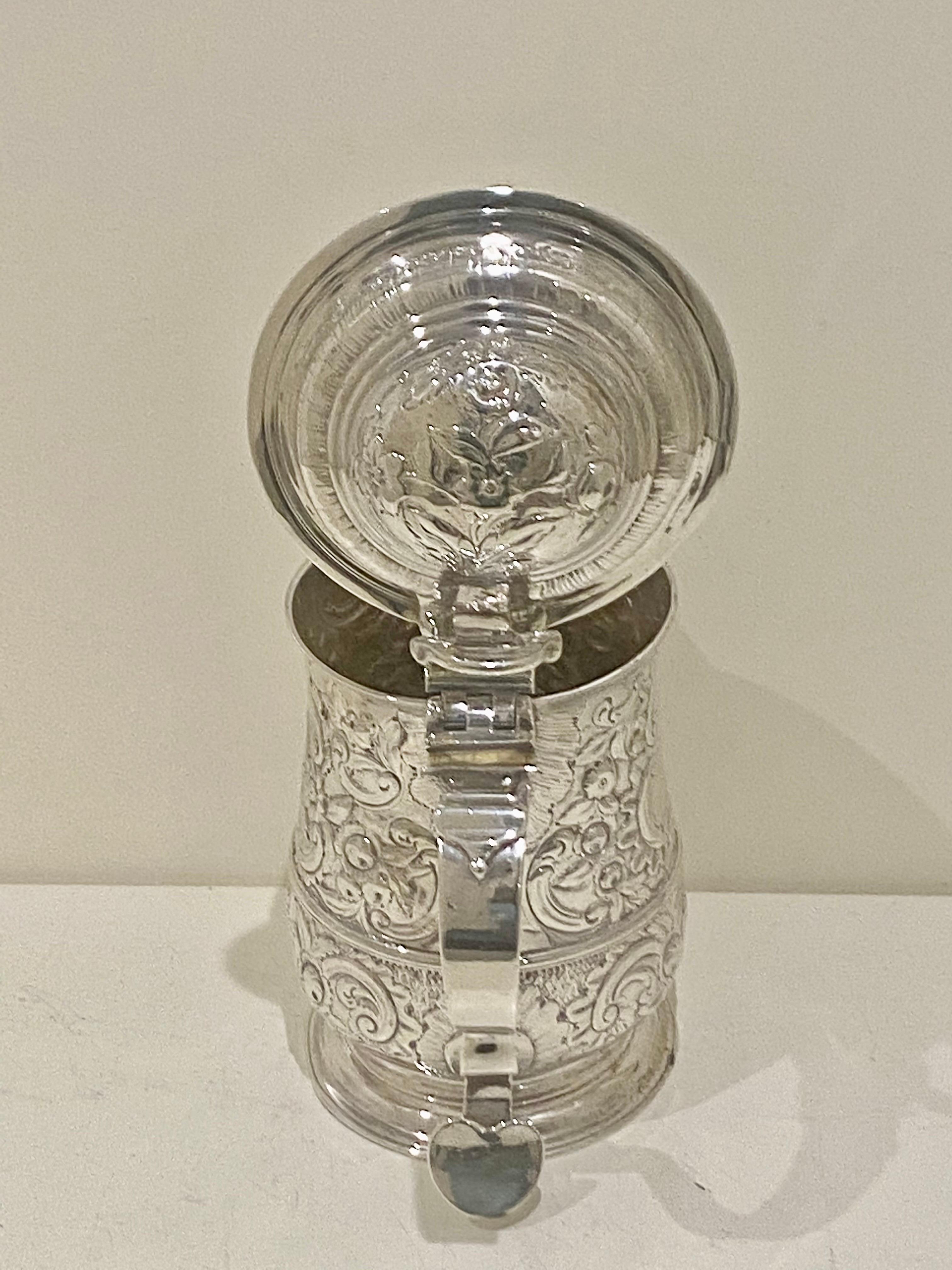 George II Sterling Silver Lidded Tankard with Spout London 1744 For Sale 10