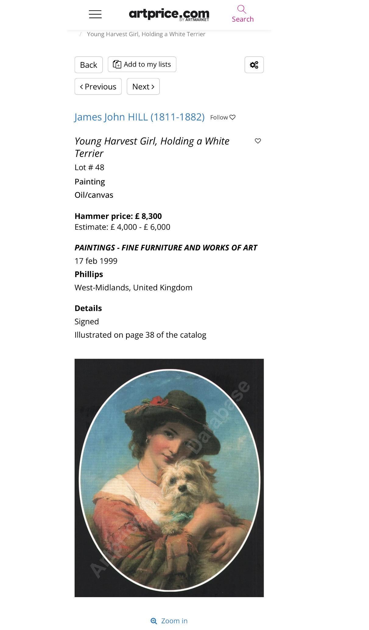 James John Hill Rba (1811 - 1882). Best Friends a Lady & Her Dog, Oil on Canvas In Good Condition In London, GB