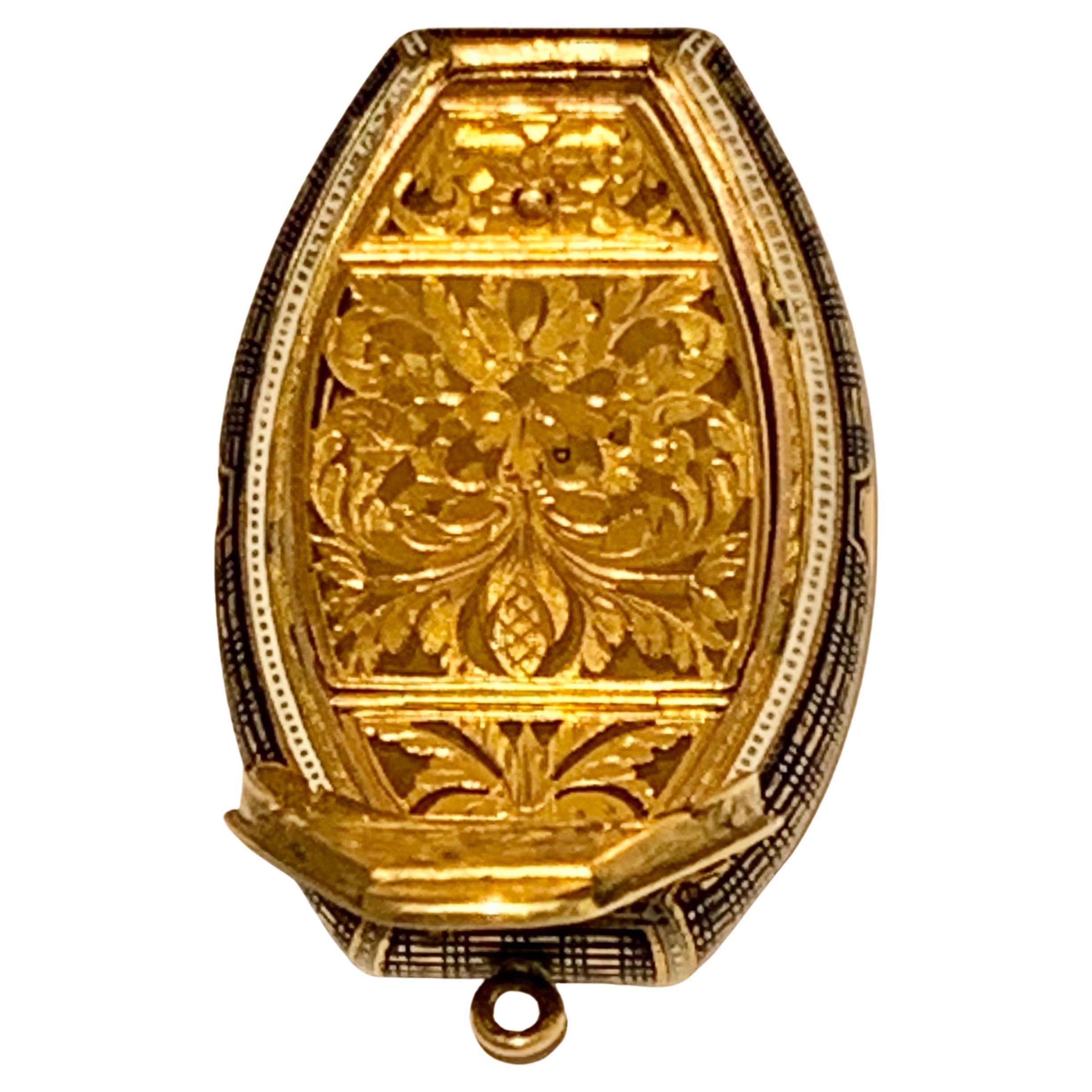 A Rare Antique Swiss Gold & Enamel Jewelled Vinaigrette Box Late 18th C For Sale 4