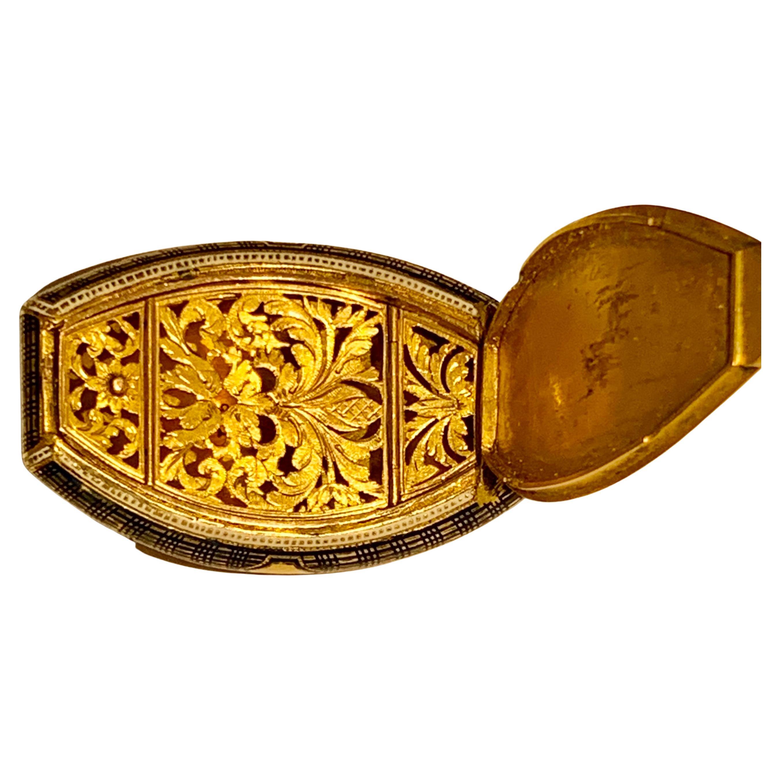 A Rare Antique Swiss Gold & Enamel Jewelled Vinaigrette Box Late 18th C For Sale 11