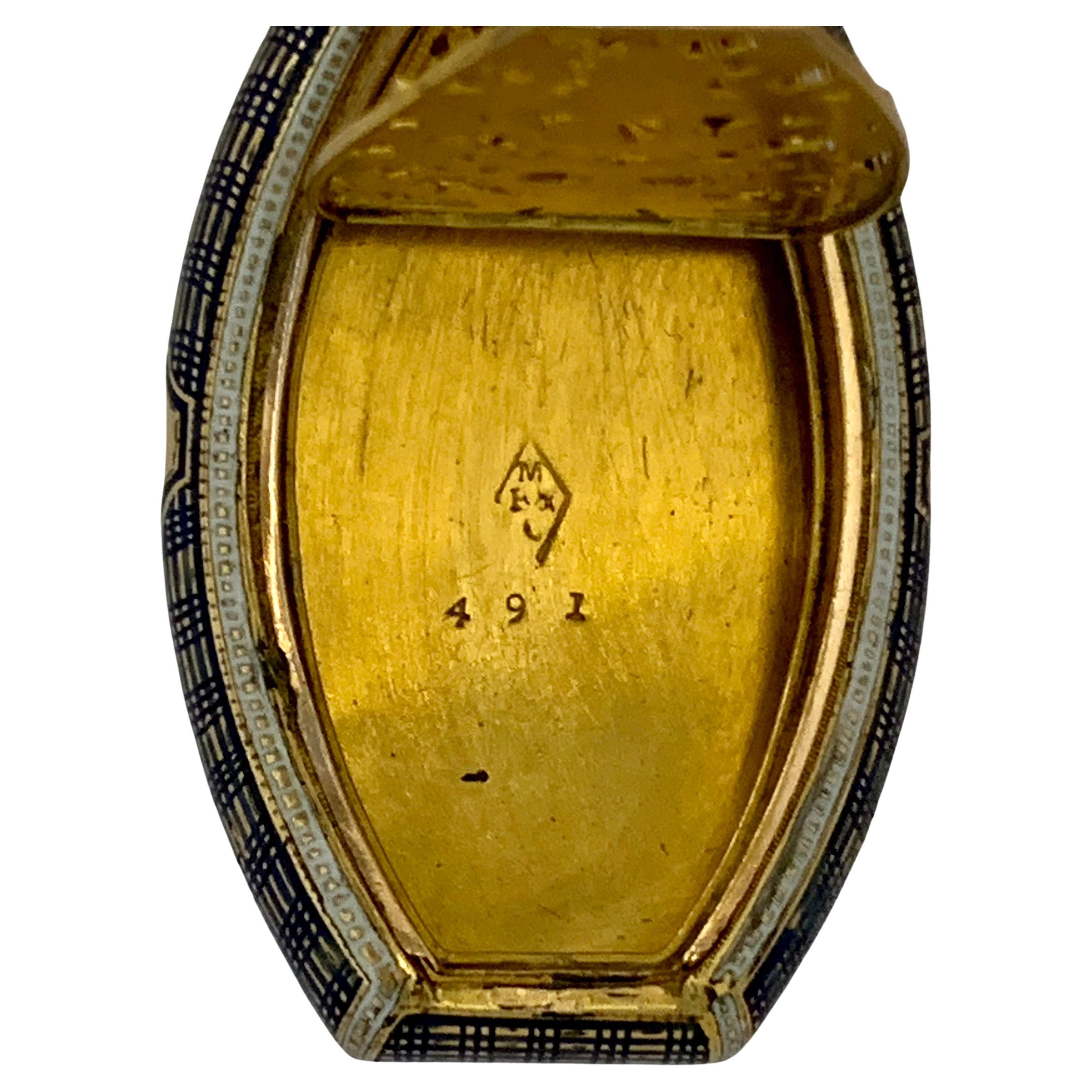 A Rare Antique Swiss Gold & Enamel Jewelled Vinaigrette Box Late 18th C For Sale 3