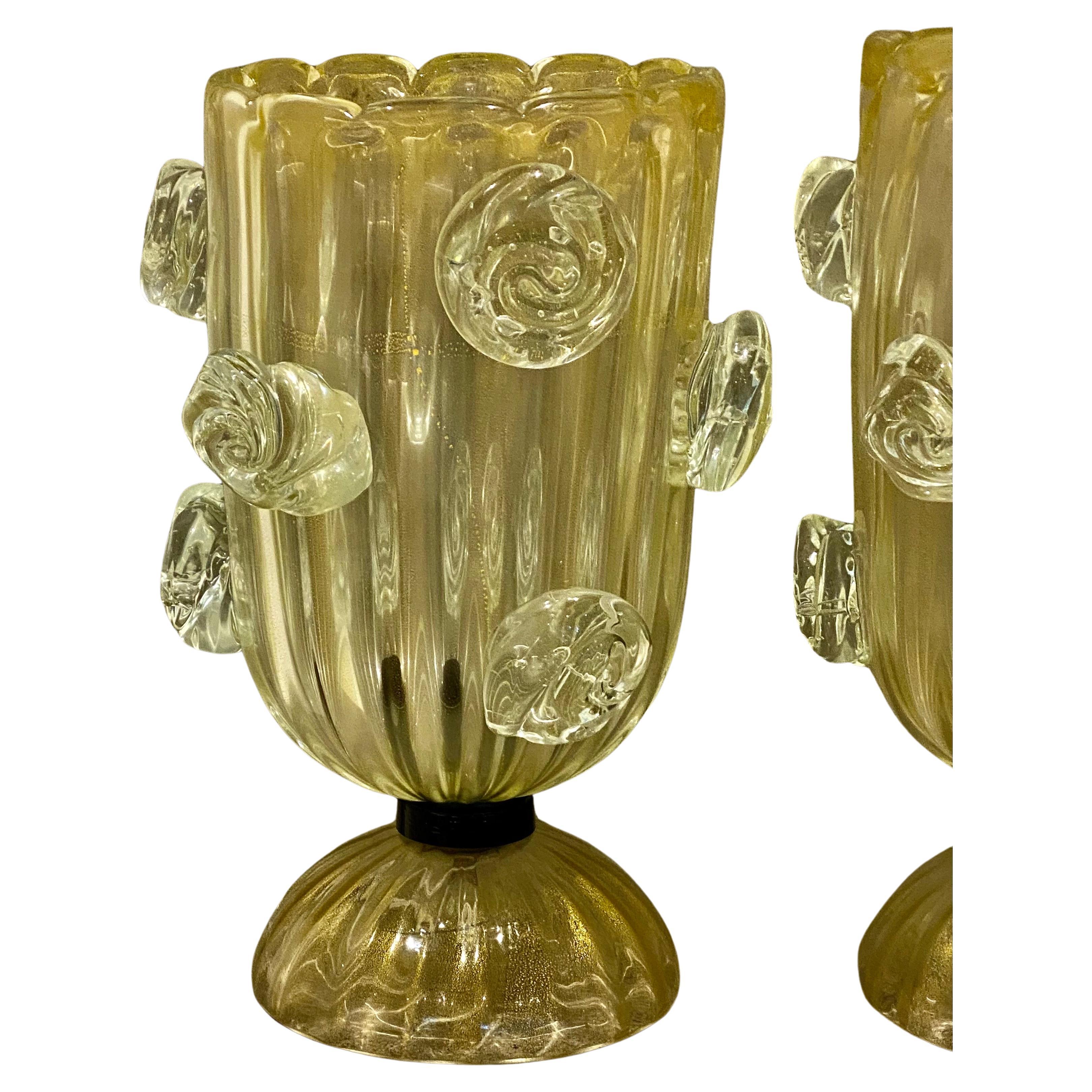 Mid-Century Modern Huge Pair of  Constantini  Murano. Mid Century Glass Table Lamps For Sale