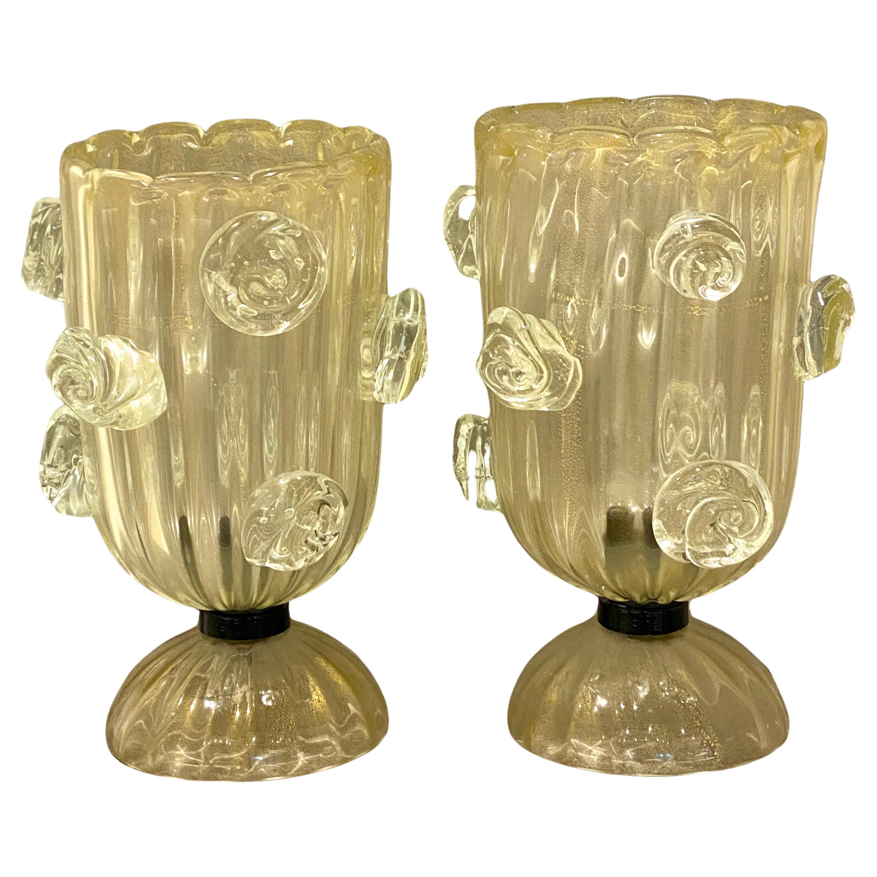 Huge Pair of  Constantini  Murano. Mid Century Glass Table Lamps In Excellent Condition For Sale In London, GB