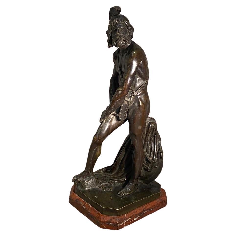 Pierre Jean David d' Angers (1788-1856), Philopoemen, Hurt, Pulling out a spear from his thigh, bronze with brown patina, inscribed David D'angers 1837, 37 cm on marble plinth. This is in superb condition and ready to display.

 