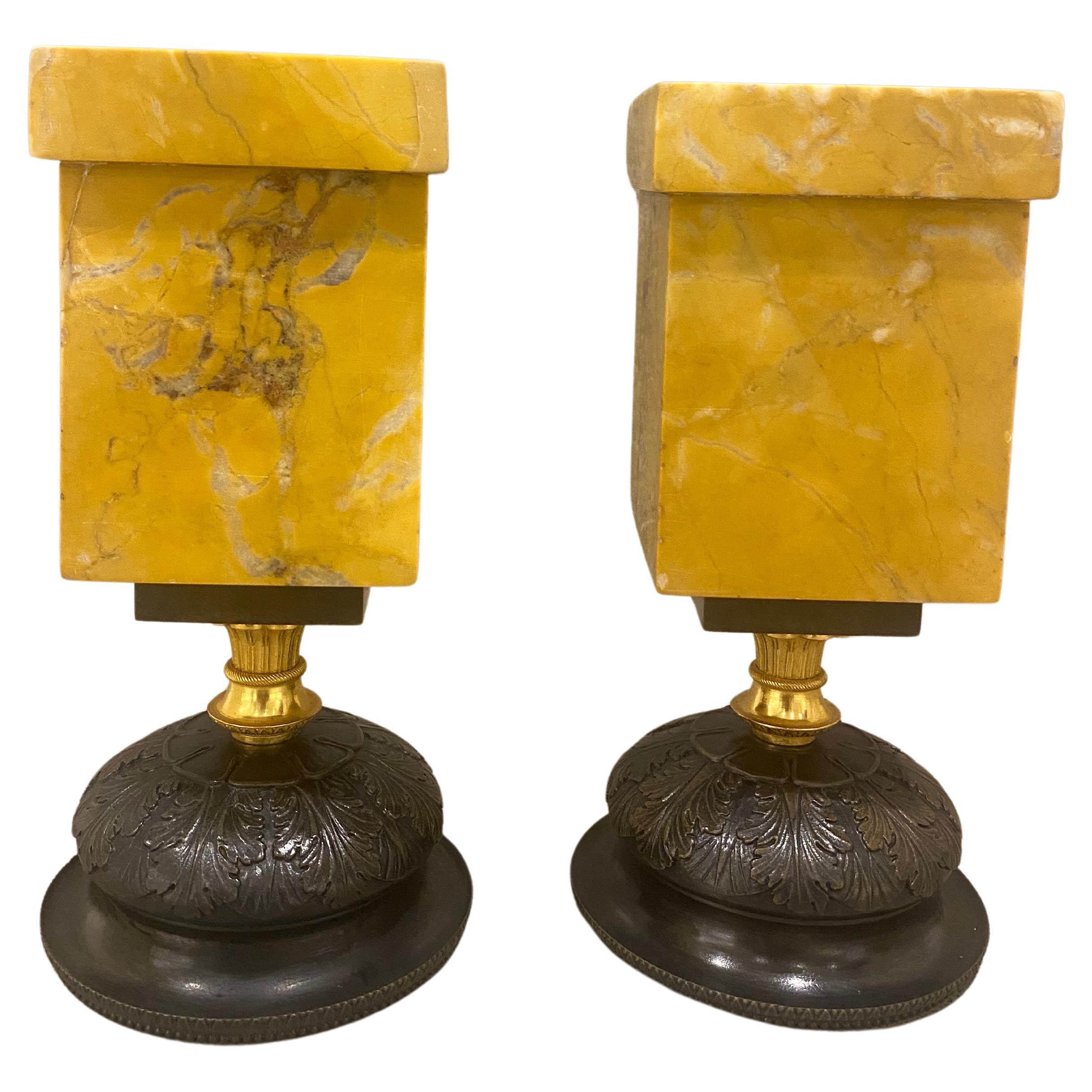 High Quality Pair of Regency Bronze & Sienna Marble Tazza circa 1820's For Sale 1