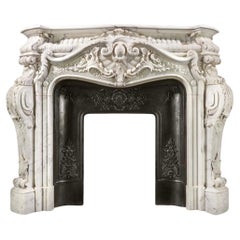 Large Rococo Style Baroquegg Marble Fireplace