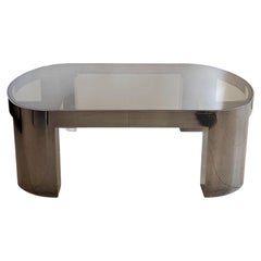 Karl Springer Gunmetal Bankers Coffee Table, 1980s