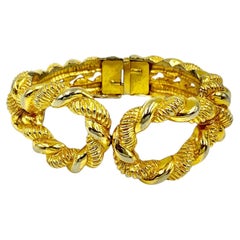 1960s Vintage Nautical Knot Cuff Bracelet by Kenneth Jay Lane, 6.5\"