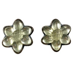 Pendientes vintage de Escada con motivos florales de los años 80, de resina plateada, fabricados en Francia