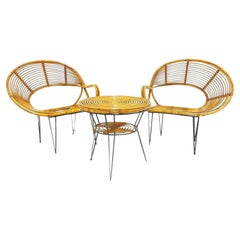 Sillones y mesa de bambú, diseño de Janine Abraham y Dirk Jan Rol, década de 1950
