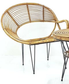 Sillones y mesa de bambú, diseño de Janine Abraham y Dirk Jan Rol, década de 1950