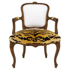 French Louis XV Fauteuil c. 1760-1780 w/ Scalamandre Tigre Upholstery