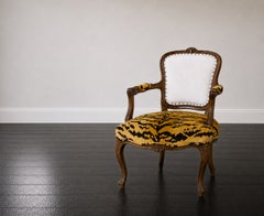 French Louis XV Fauteuil c. 1760-1780 w/ Scalamandre Tigre Upholstery