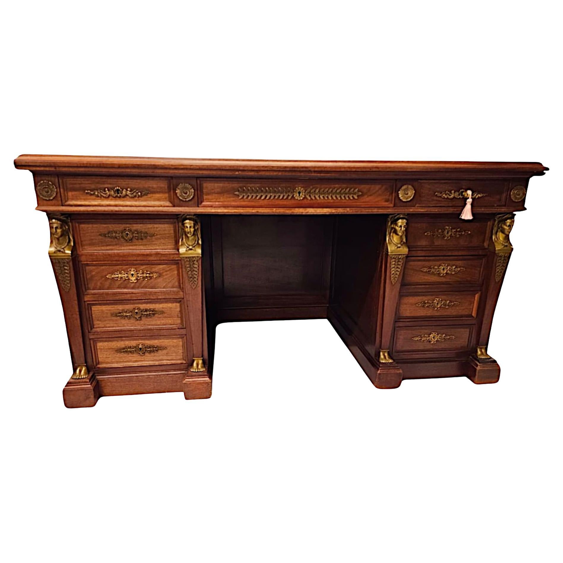 19th Century French Empire Style Desk with Ormolu Mounts by Saddier et Ses Fils For Sale