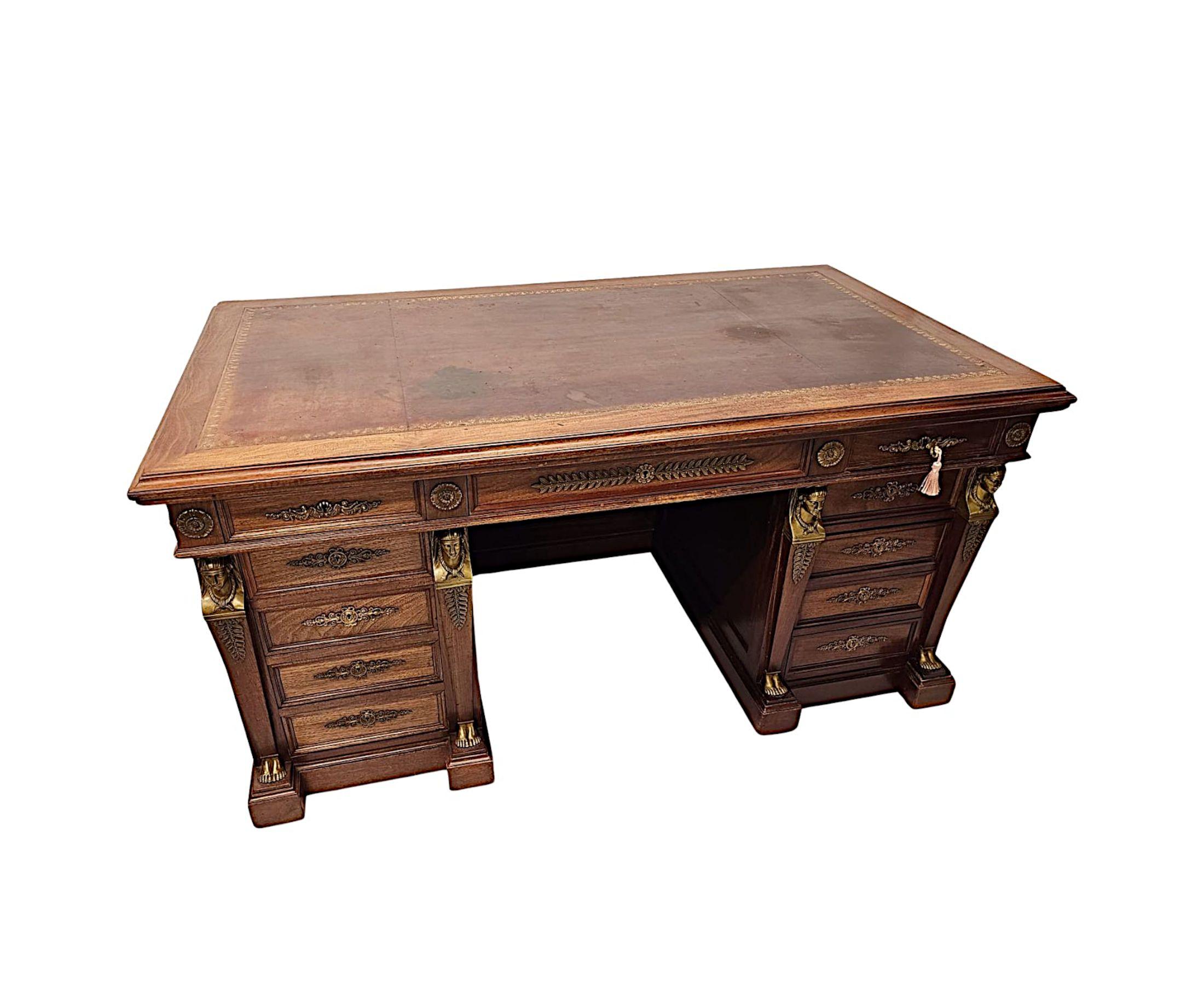 19th Century French Empire Style Desk with Ormolu Mounts by Saddier et Ses Fils In Good Condition For Sale In Dublin, IE