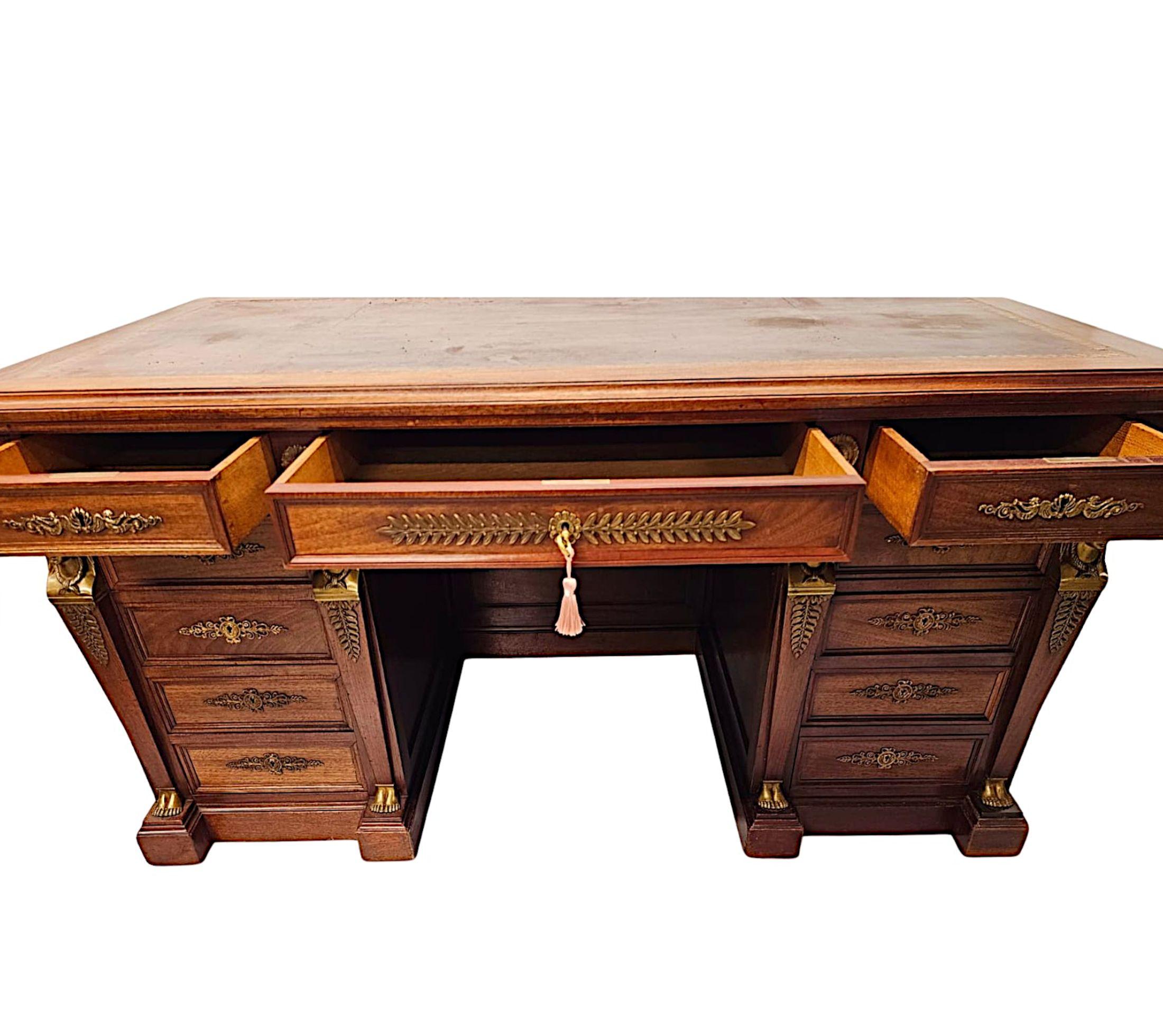19th Century French Empire Style Desk with Ormolu Mounts by Saddier et Ses Fils For Sale 1