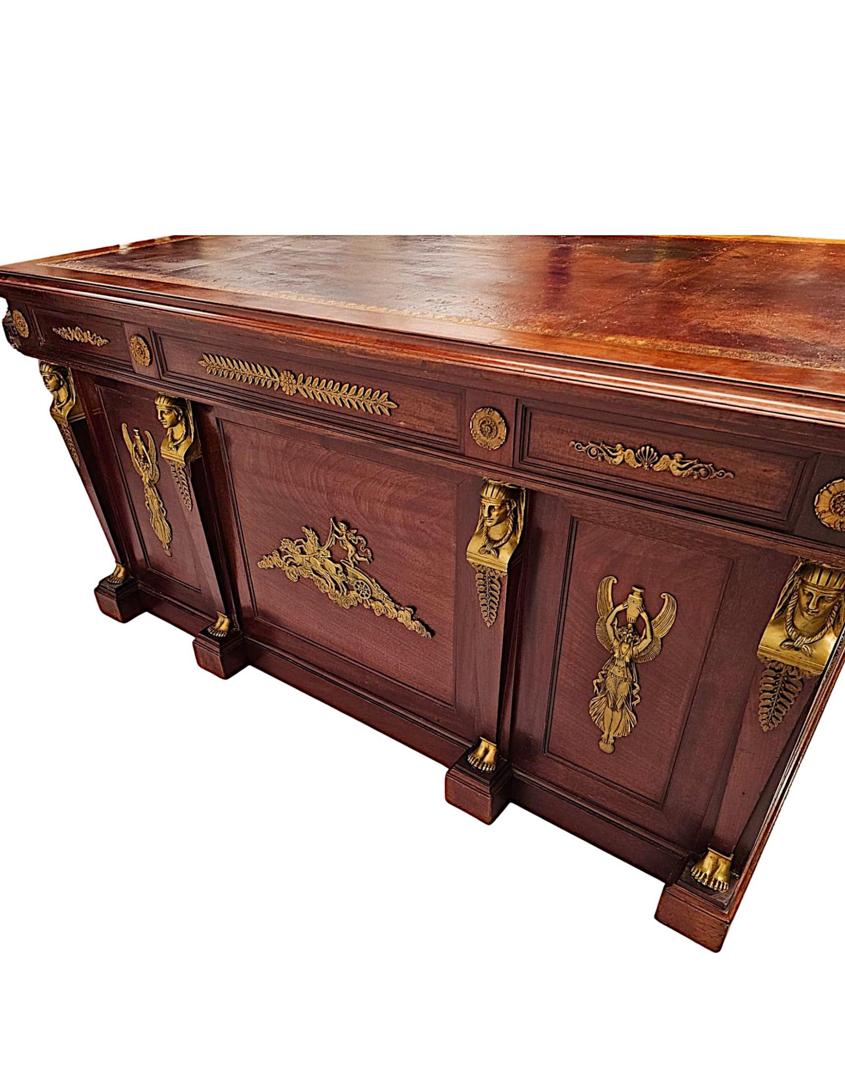 19th Century French Empire Style Desk with Ormolu Mounts by Saddier et Ses Fils For Sale 3