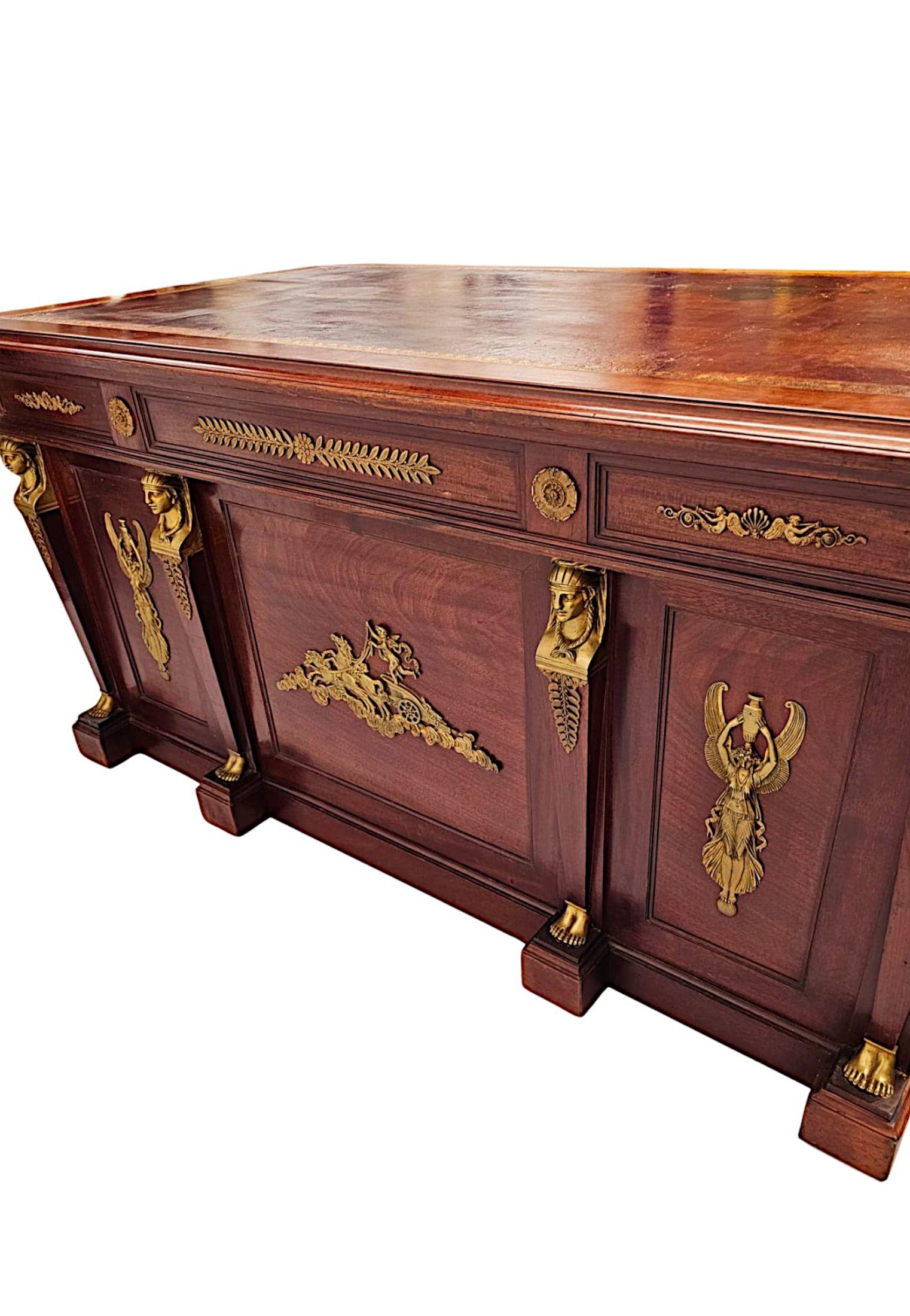 19th Century French Empire Style Desk with Ormolu Mounts by Saddier et Ses Fils For Sale 4
