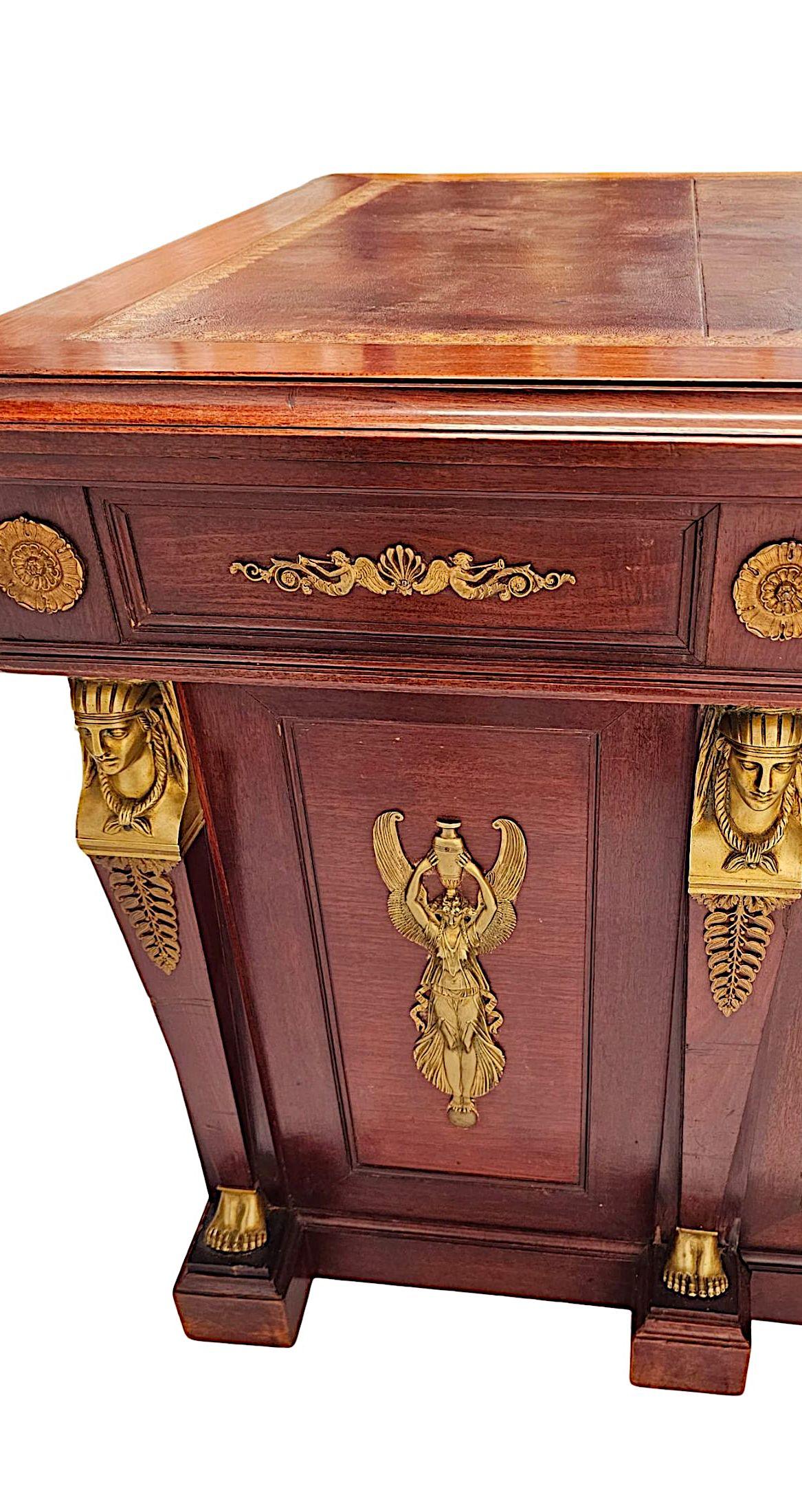 19th Century French Empire Style Desk with Ormolu Mounts by Saddier et Ses Fils For Sale 8