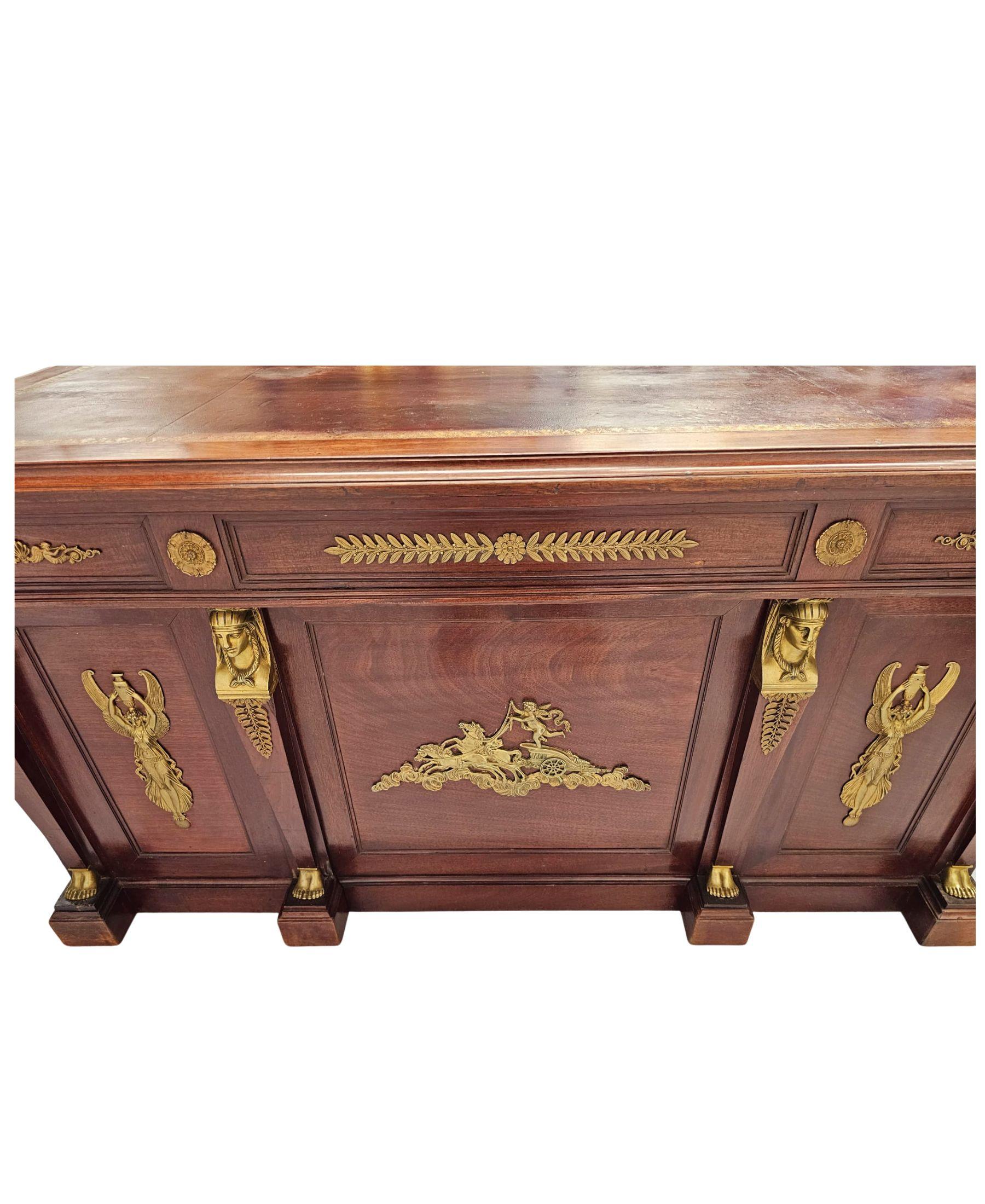 19th Century French Empire Style Desk with Ormolu Mounts by Saddier et Ses Fils For Sale 9