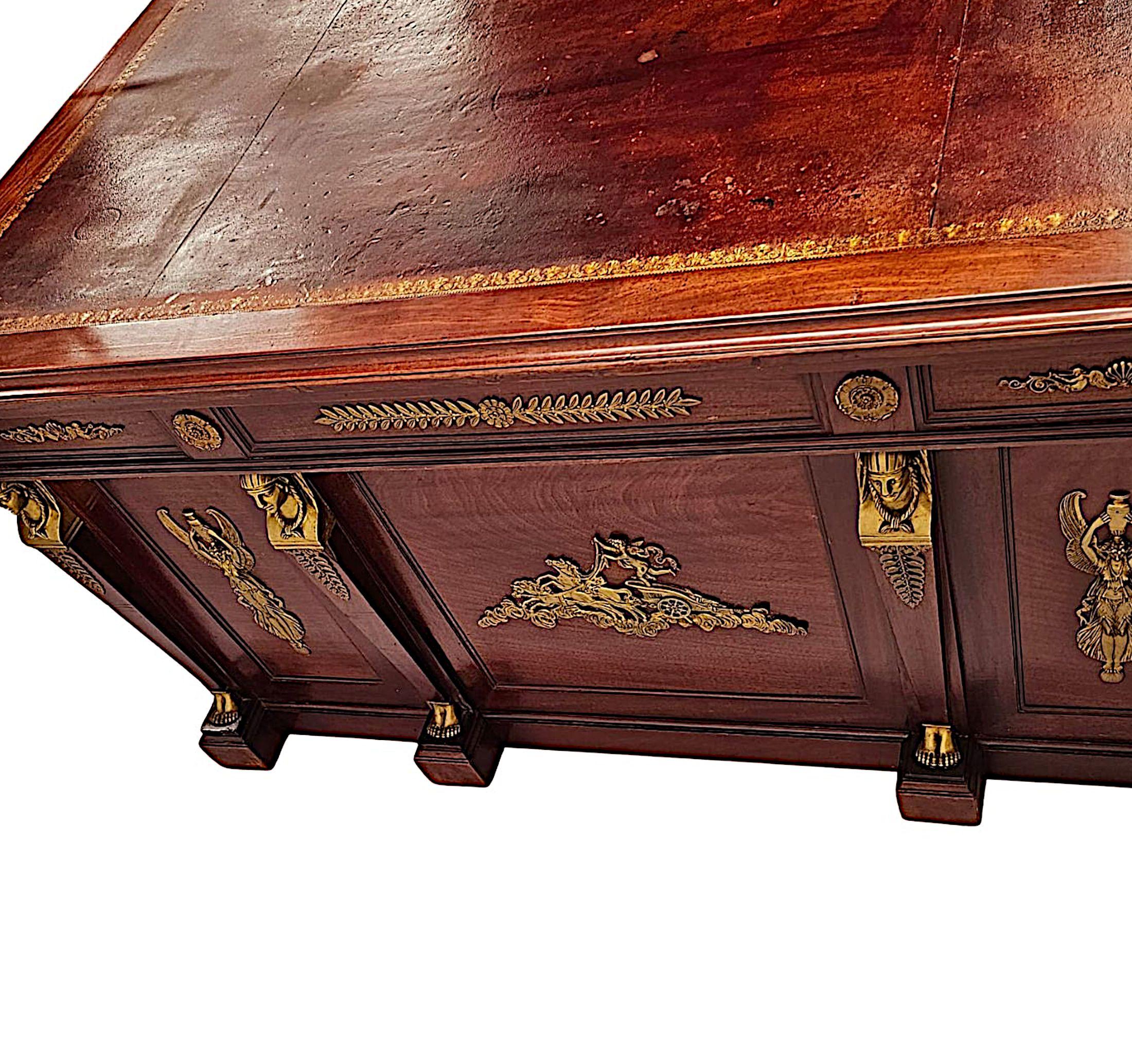 19th Century French Empire Style Desk with Ormolu Mounts by Saddier et Ses Fils For Sale 5