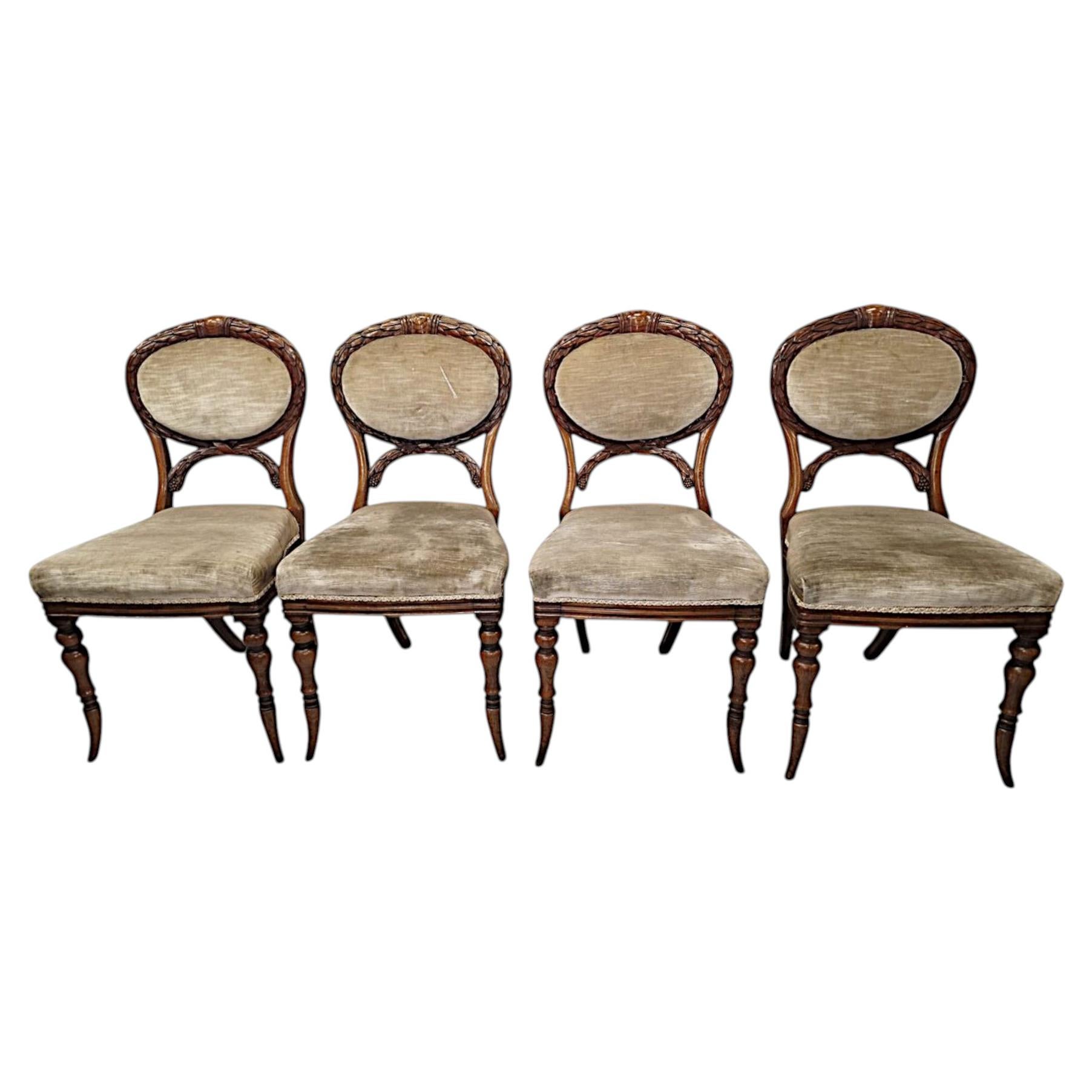 A Fine Set of Four 19th Century Irish Dining Chairs Stamped 'Strahan of Dublin' For Sale