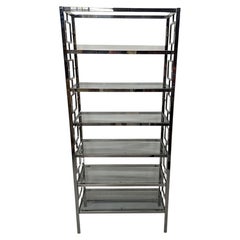 A Stunning Art Deco Style Chrome and Glass Bookshelves or Display Stand