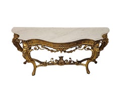 A Very Rare Late 18th Century Large Marble Top Giltwood Console Table