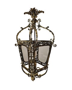 A Very Fine 19th Century Fully Restored and Rewired Brass and Glass Lantern