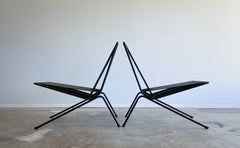 Retro A Pair of Allan Gould Iron and String “Bow” Lounge Chairs, 1950s