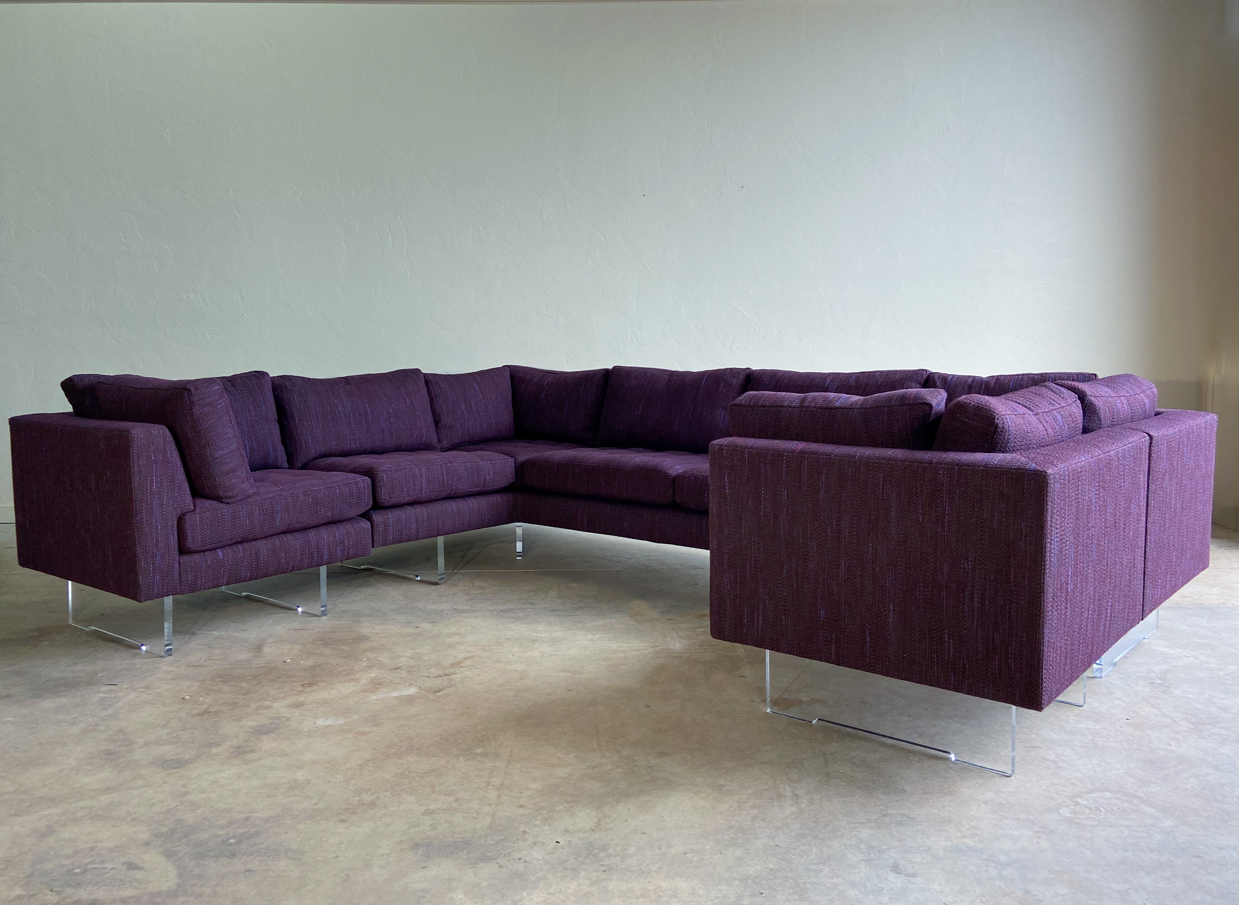 Offered is a custom made sectional sofa by Vladimir Kagan. This was custom ordered by the original owner at a cost of over $40k. 

There are four sections total. They can be arranged as pictured, or can be configured as one larger sofa and