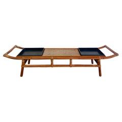 John Wisner for Ficks Reed Pagoda Coffee Table/Bench, Bamboo and Cane, 1950's