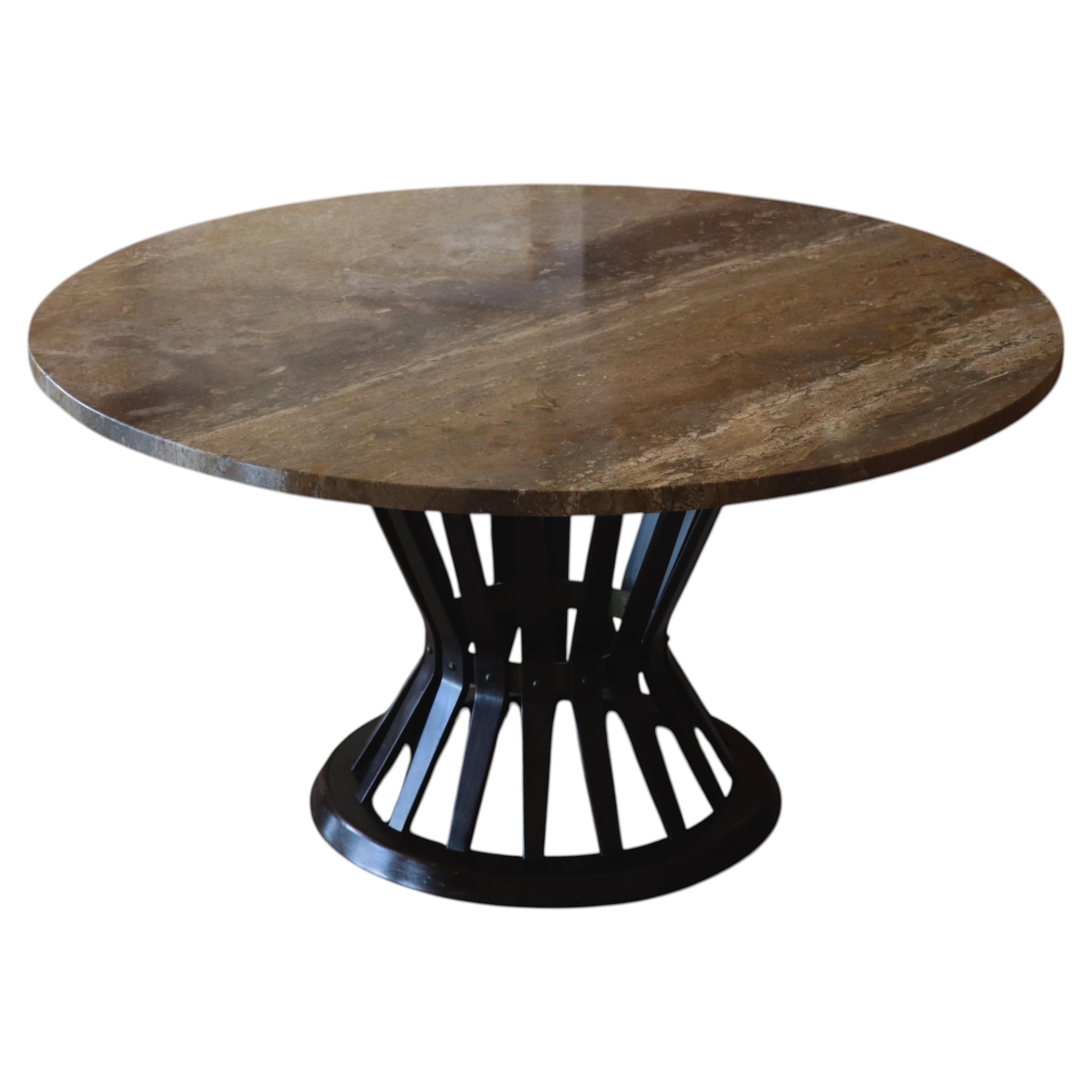 Dunbar 'Sheaf of Wheat' Travertine Coffee Table, 1960s, Edward Wormley For Sale